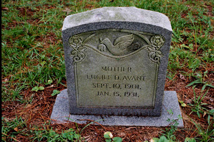 Lucile Dew Avant (1901-1931) gravestone.<br>Source: Allen Dew, Creedmoor, North Carolina