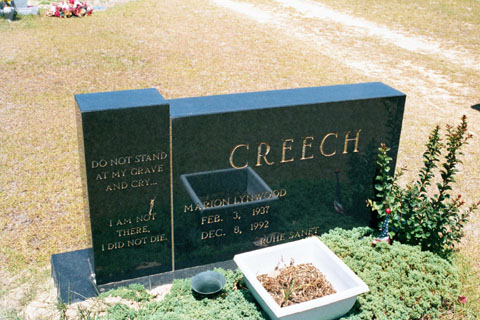 Marion Lynwood Creech (3 Feb 1937 - 8 Dec 1992) gravestone at Mill Creek Christian Church Cemetery, 