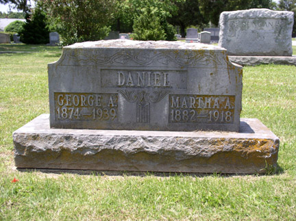 George Arthur Daniel (1874-1939) - Martha Ann Garrett Daniel (1882-1918). Their cemetery marker at t