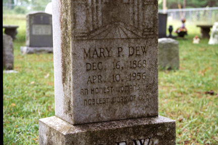 Mary Patrick Dew (1868-1956) gravestone.<br>Source: Allen Dew, Creedmoor, North Carolina