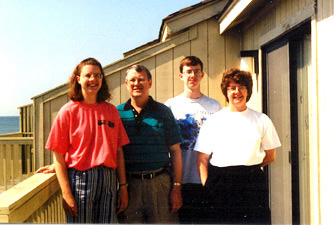 Allen Dew family at the beach 1995 - Patricia, Allen, Jason, Neva.<br>Source: Allen Dew, Creedmoor, 