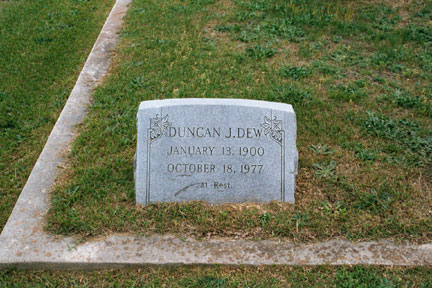 Duncan J. Dew (1900-1977) gravestone.<br>Source: Allen Dew, Creedmoor, North Carolina