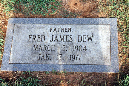 Fred James Dew (1904-1977) gravestone.<br>Source: Allen Dew, Creedmoor, North Carolina
