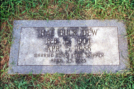 Hal Buck Dew (1904-1988) gravestone.<br>Source: Allen Dew, Creedmoor, North Carolina