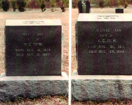 Mary Lane Dew (1828-1867) - Christian Ann Lane Dew (1841-1894) - gravestone.<br>Source: Barbara Spen