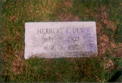 Herbert Ervin Dew (1902-1982) gravestone.<br>Source: Jane Moody Randall