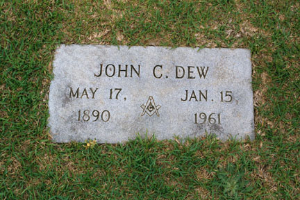 John Cleveland Dew (1890-1961) gravestone.<br>Source: Allen Dew, Creedmoor, North Carolina
