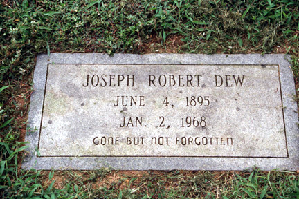 Joseph Robert Dew (1895-1968) footstone.<br>Source: Allen Dew, Creedmoor, North Carolina