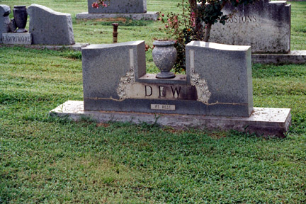 Joseph Robert Dew (1895-1968) - Emma Mae Connor Dew (1898-1960) - gravestone.<br>Source: Allen Dew, 