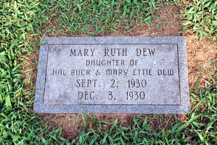 Mary Ruth Dew (1930-1930) gravestone.<br>Source: Allen Dew, Creedmoor, North Carolina