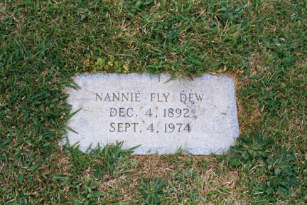 Nannie Fly Dew (1892-1974) gravestone.<br>Source: Allen Dew, Creedmoor, North Carolina