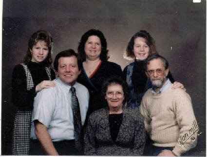 Richard Aaron Dew family 1992 - top Melinda, Donna Amber; bottom Ronnie (Stevens), Mary Krebs Dew, R