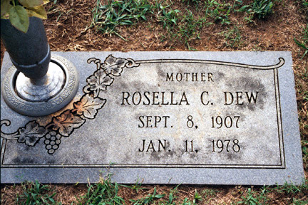 Rosella Cannon Dew (1907-1978) gravestone.<br>Source: Allen Dew, Creedmoor, North Carolina