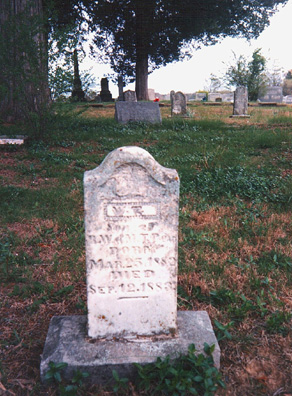 W.T. Dew (25 Mar 1882 - 12 Sep 1883) gravestone at Maple Springs Cemetery. Son of R.T and M.T. Dew.<