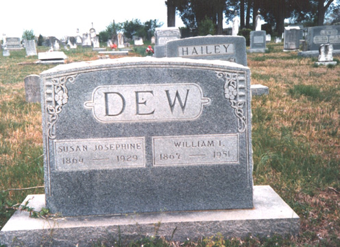William Isaac Dew (Dec 1868 - 1951) gravestone and his wife Susan Josephine Henry Dew (1864 - 1929).