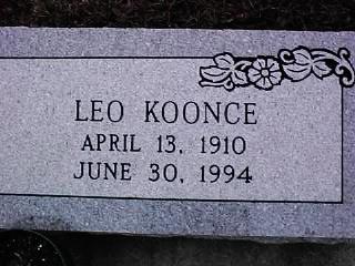 Leo Koonce (13 Apr 1910 - 30 Jun 1994) gravestone at Ritchie Cemetery, Calcasieu Parish LA.<br>Sourc