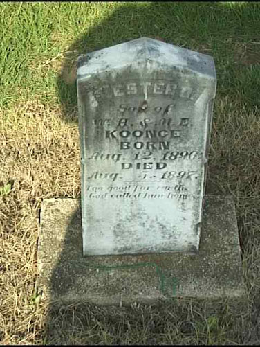 Lester D Koonce (12 Aug 1896 - 5 Aug 1897) gravestone at Wesley Chapel Church Cemetery, Cloverdale A
