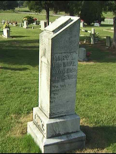 Mary L Koonce (1 Nov 1858 - 16 May 1906) gravestone at Wesley Chapel Church Cemetery, Cloverdale AL.