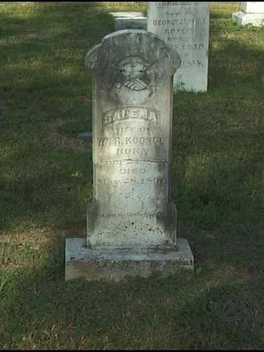Salena Koonce (24 Jun 1820 - 28 May 1897) gravestone at Wesley Chapel Church Cemetery, Cloverdale AL