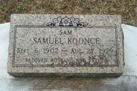 Samuel Koonce (6 Sep 1902 - 27 Aug 1979) gravestone at Ritchie Cemetery, Calcasieu Parish LA. Husban