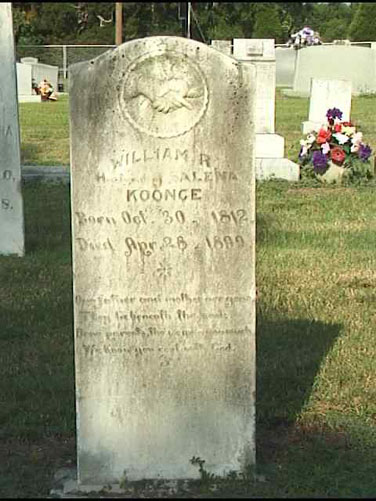 William R Koonce (30 Oct 1812 - 28 Apr 1899) gravestone at Wesley Chapel Church Cemetery, Cloverdale