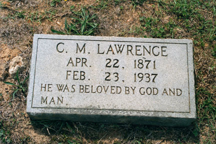 Charles Macon Lawrence (22 Apr 1871 - 23 Feb 1937) gravestone at Brassfield Baptist Church Cemetery,