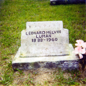 Leonard Melvin Luman (1888-1960) gravestone at Swift Cemetery, Nacogdoches County, Texas. Leonard ma