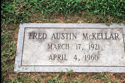 Fred Austin McKellar (1921-1960) gravestone.<br>Source: Allen Dew, Creedmoor, North Carolina
