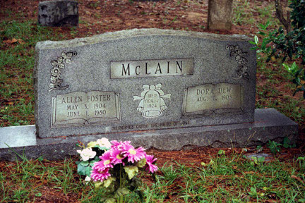 Dora Dew McLain (1903-2001) - Allen Foster McLain (1904-1980) - gravestone.<br>Source: Allen Dew, Cr
