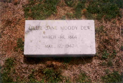 Lillian Jane Moody Dew (1864-1947) gravestone. <br>Source: Jane Moody Randall