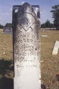 John Dew Rogers (1835-1896) gravestone at Fork Baptist Church Cemetery, Dillon County, South Carolin