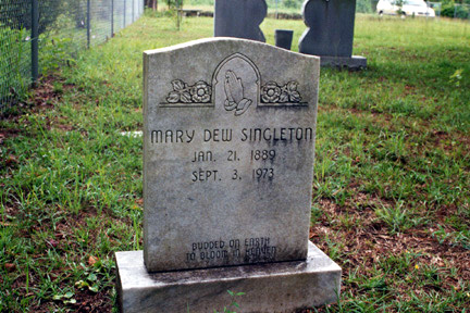 Mary E Dew Singleton (1889-1973) gravestone.<br>Source: Allen Dew, Creedmoor, North Carolina