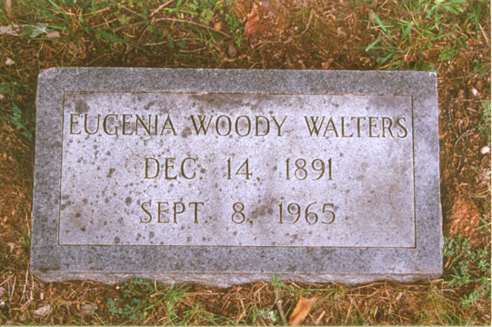Eugenia Woody Walters (14 Dec 1891 - 8 Sep 1965) gravestone at Blanch Baptist Church Cemetery, Blanc