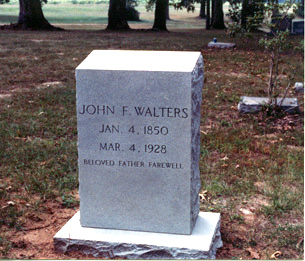 John Ferdinand Walters (1850-1928) gravestone at New Hope Methodist Church, Blanch, Caswell County, 