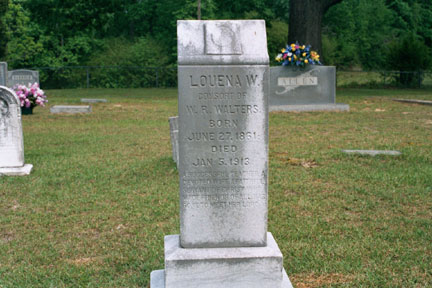 Louena Waller Walters (1861-1913) gravestone, Brassfield Church Cemetery, Wilton NC.<br>Source: Alle