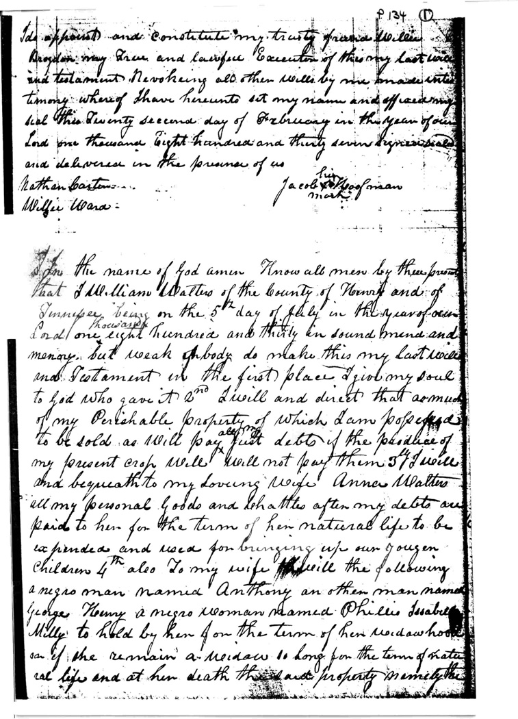 William Walters (1763-1839) will page 1 of 4